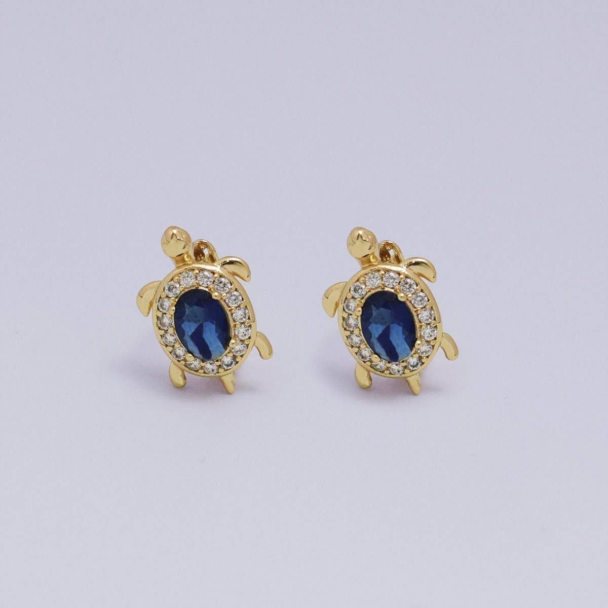 24K Gold Filled Micro Paved CZ Turtle Tortoise Animal Huggie Earrings | AB1036 - AB1062