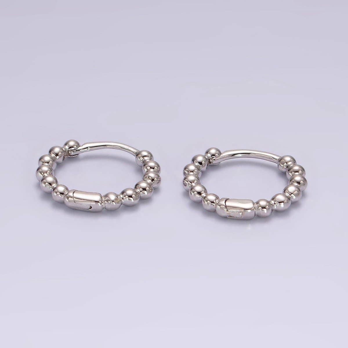 Dainty 14K Gold Filled Beaded Ball Round Bubble Huggie Hoop