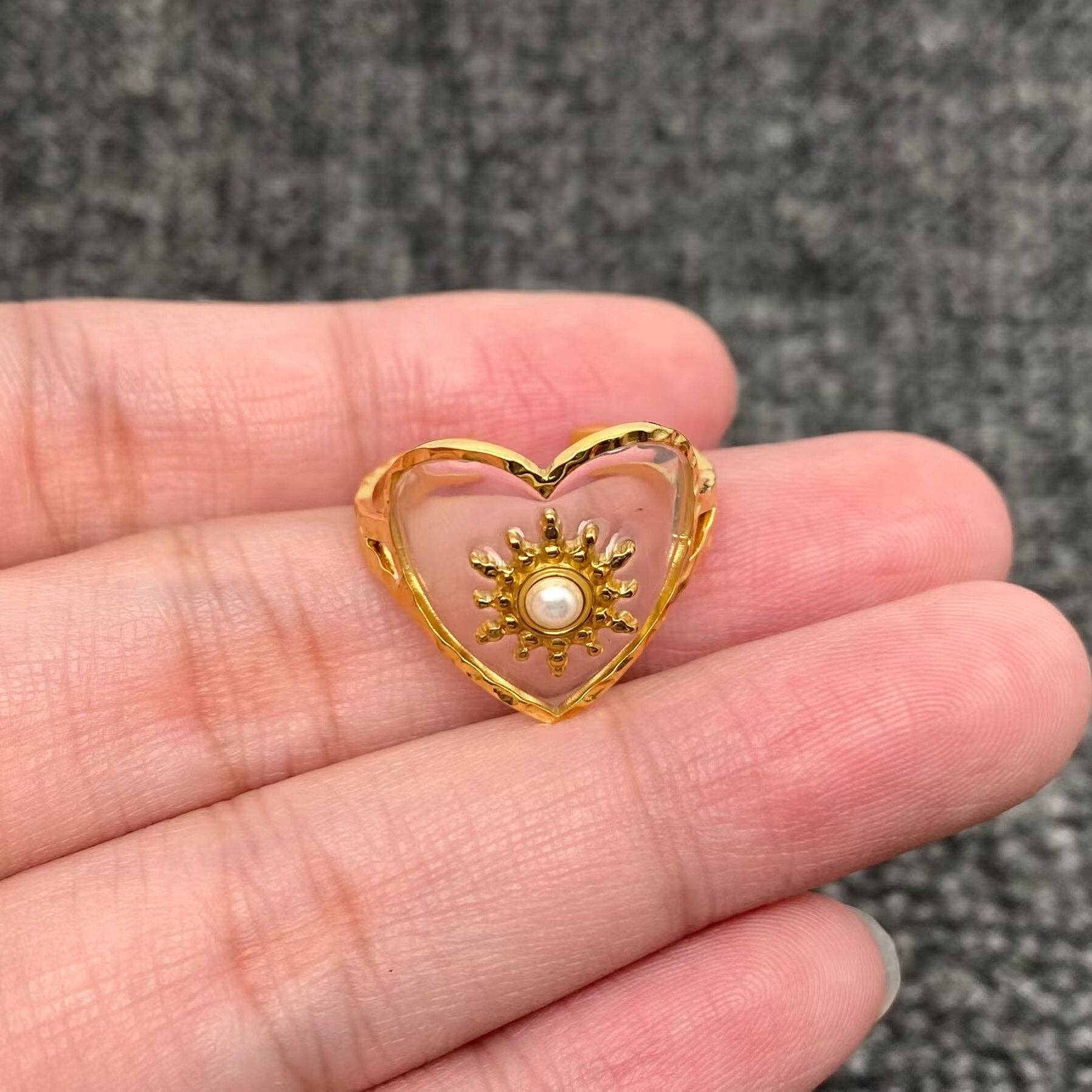 Translucent Resin 18K Golden S.Steel Adjustable Ring - FGS