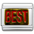 Italian Bracelet Charm - "BEST" Red & Gold 9mm Links