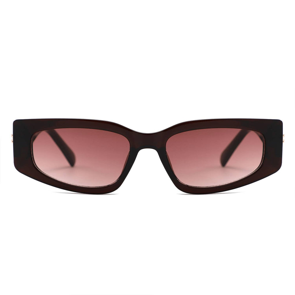 Slim Rectangle Thick Frame Narrow Fashion Sunglasses