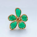 24K Gold Filled Green Acrylic CZ Paved Daisy Ring | O1411