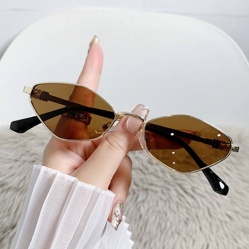 Trendy Hexagonal Sunglasses Metal Frame Fashion Eyewear