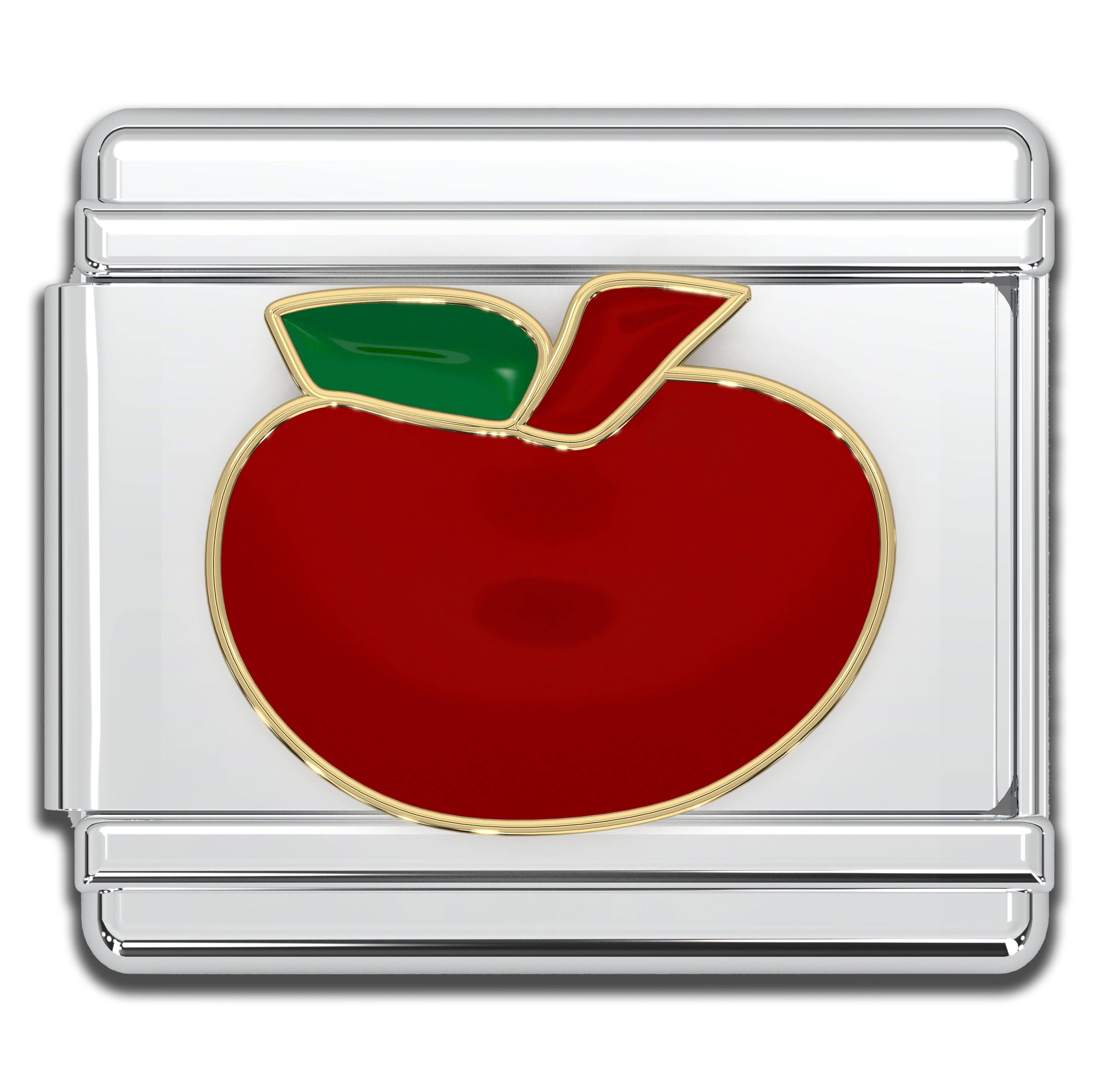 Italian Bracelet Charm - Red Apple 9mm Links