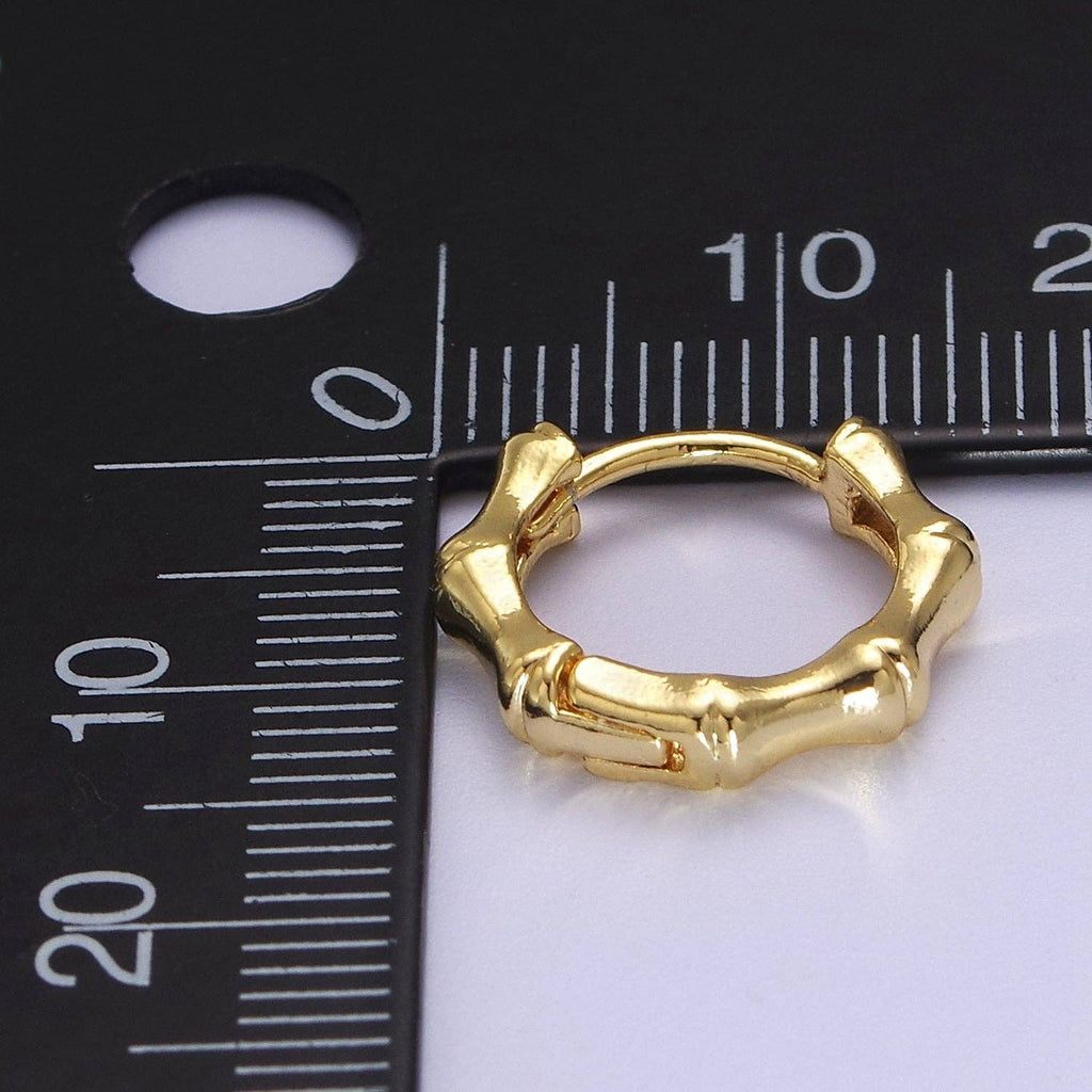 15mm Gold Bamboo Hoop Earring for Everyday Jewelry Q83