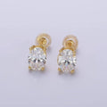 14K Gold Filled 8mm Clear CZ Oval Bezel Stud Earrings | AE899