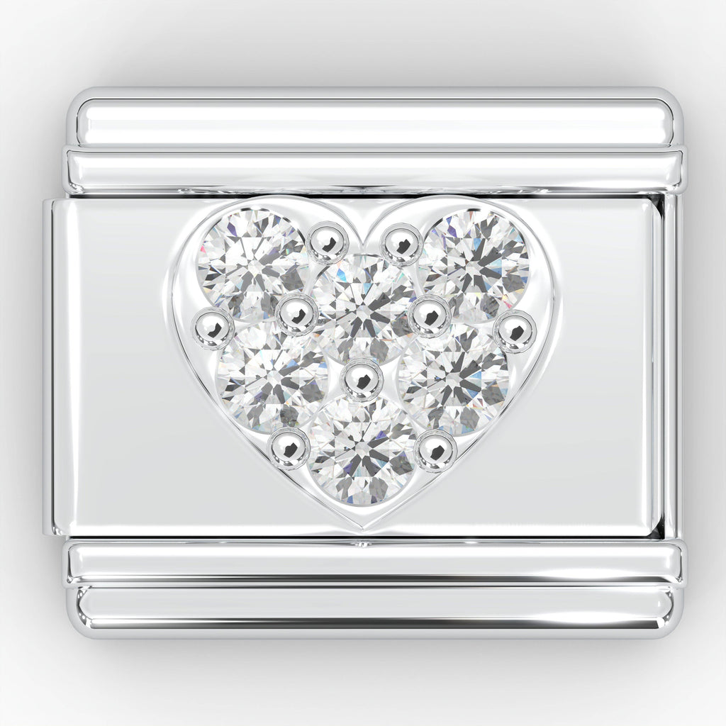 Italian Charm Bracelet Charms - Rhinestone Heart Links