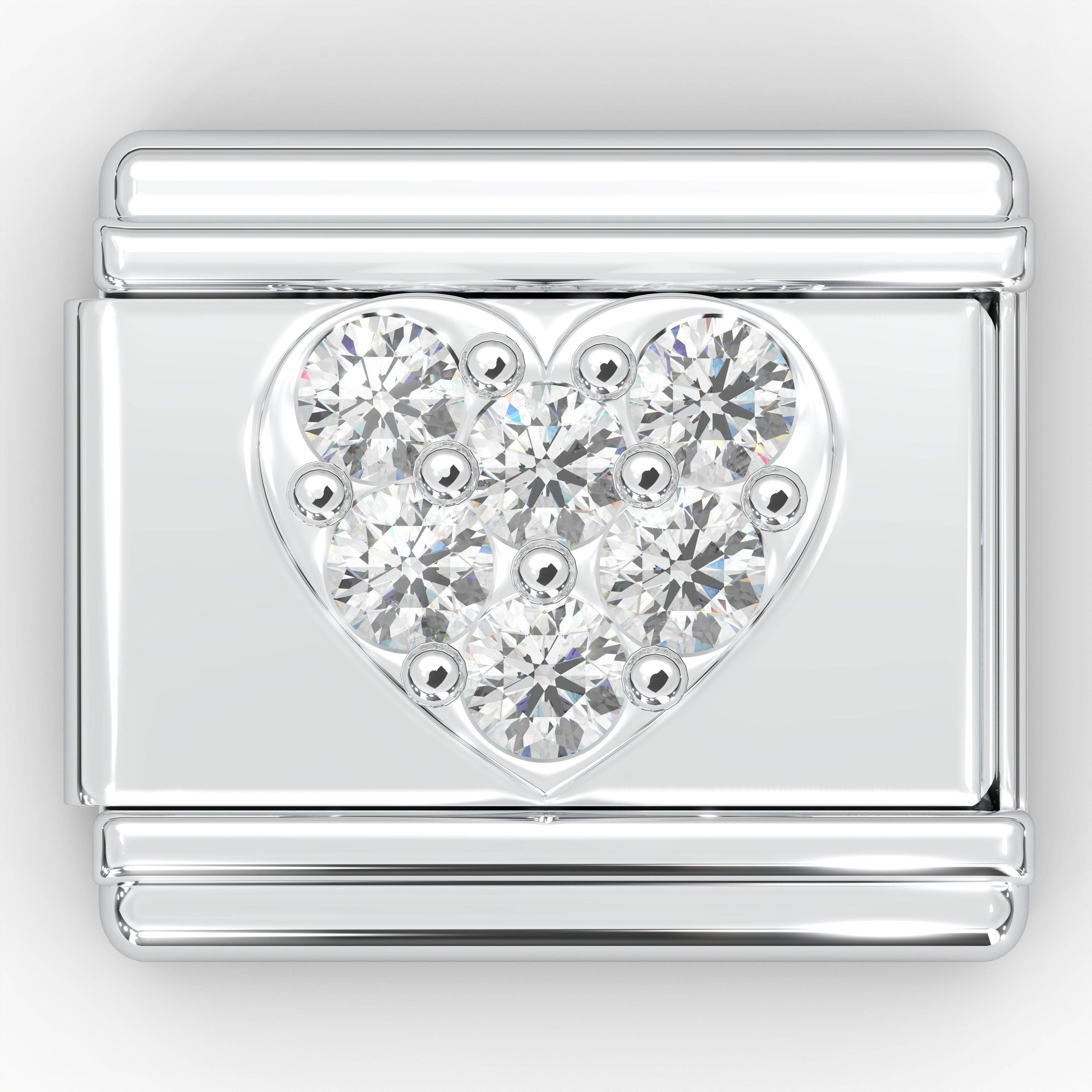 Italian Charm Bracelet Charms - Rhinestone Heart Links