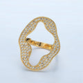24K Gold Filled Open Abstract Micro Paved CZ Ring | U326