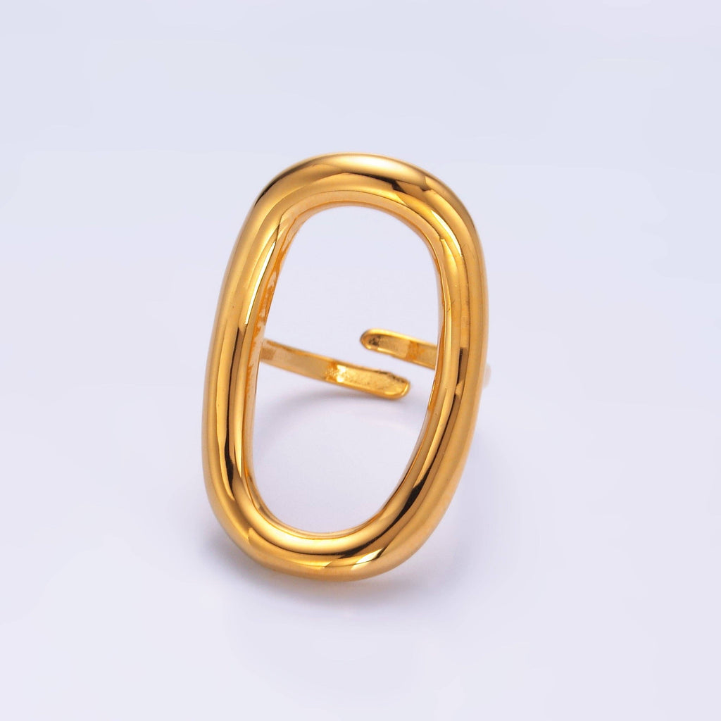 Stainless Steel Oval Oblong Minimalist Band Ring | O588