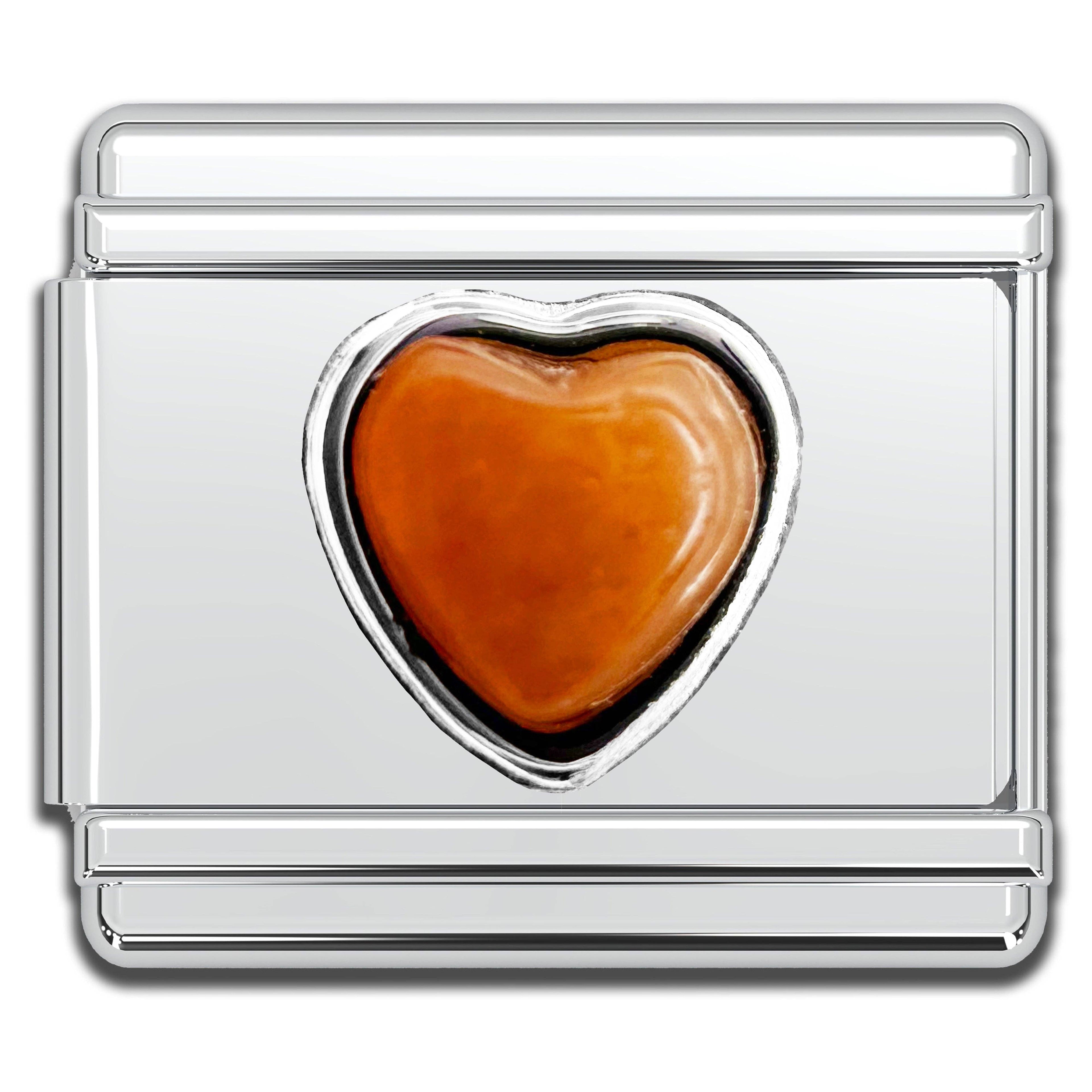 Italian Charm Bracelet Charms - Gemstone Heart Links